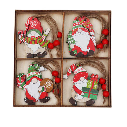 Holz-Weihnachtsbaum-Dekoration Set mit Zwergen