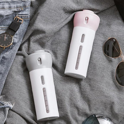 ReiseBuddy – 4-in-1 Spender für Shampoo, Lotion & mehr