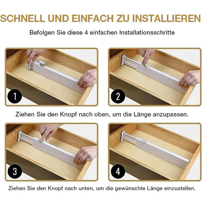 Erweiterbare Schubladenteiler für ordentliche Aufbewahrung