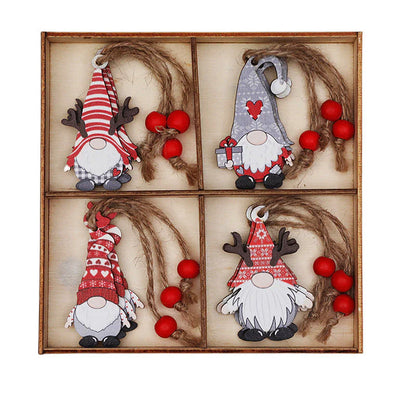 Holz-Weihnachtsbaum-Dekoration Set mit Zwergen