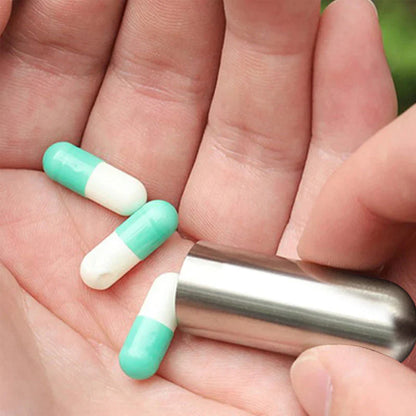 Kompakte Edelstahl-Pillendose