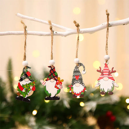 Holz-Weihnachtsbaum-Dekoration Set mit Zwergen