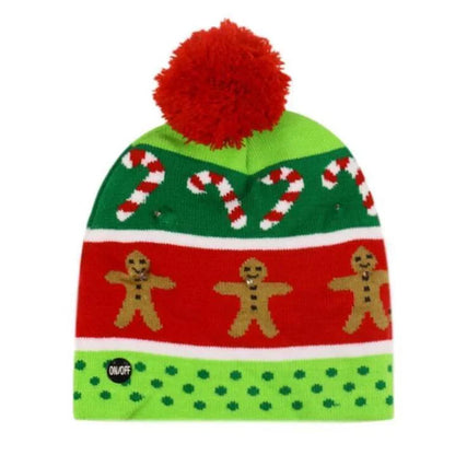 Weihnachtliche LED-Strickmütze mit festlichem Design
