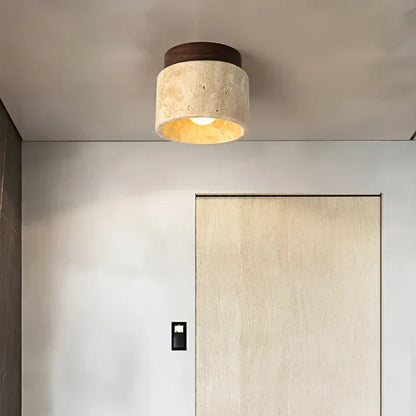 Japanische Deckenlampe aus Gelbem Marmor im Wabi-Sabi-Stil