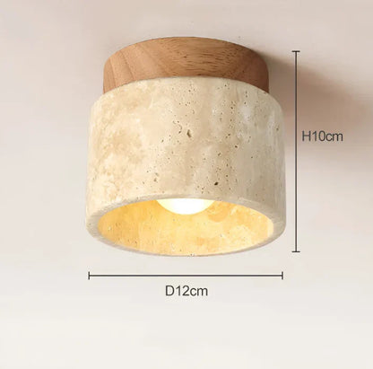 Japanische Deckenlampe aus Gelbem Marmor im Wabi-Sabi-Stil