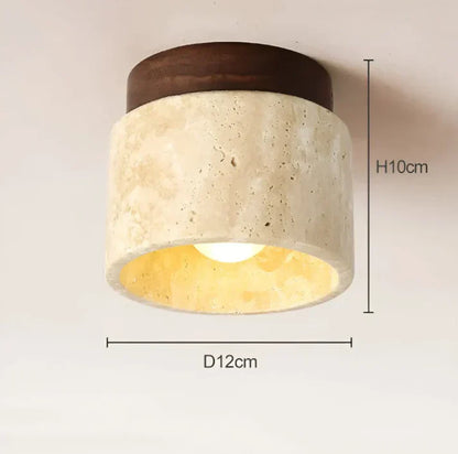 Japanische Deckenlampe aus Gelbem Marmor im Wabi-Sabi-Stil