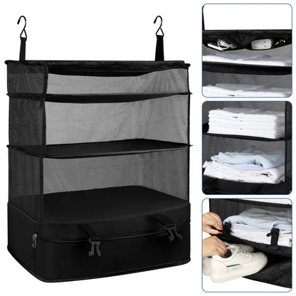 3-in-1 Faltbarer Aufbewahrungsbeutel mit Haken – Vielseitiger Kleiderschrank-Organizer für Reisen und Zuhause