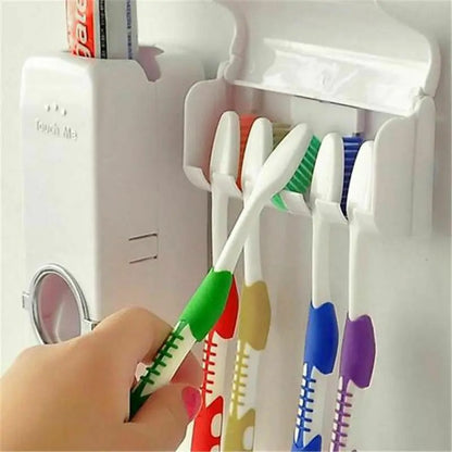 Praktischer Zahnpasta Spender & Zahnbürstenhalter Set