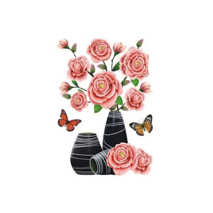 3D Blumen Wandtattoo Set – DIY Pflanzenvase