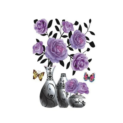 3D Blumen Wandtattoo Set – DIY Pflanzenvase